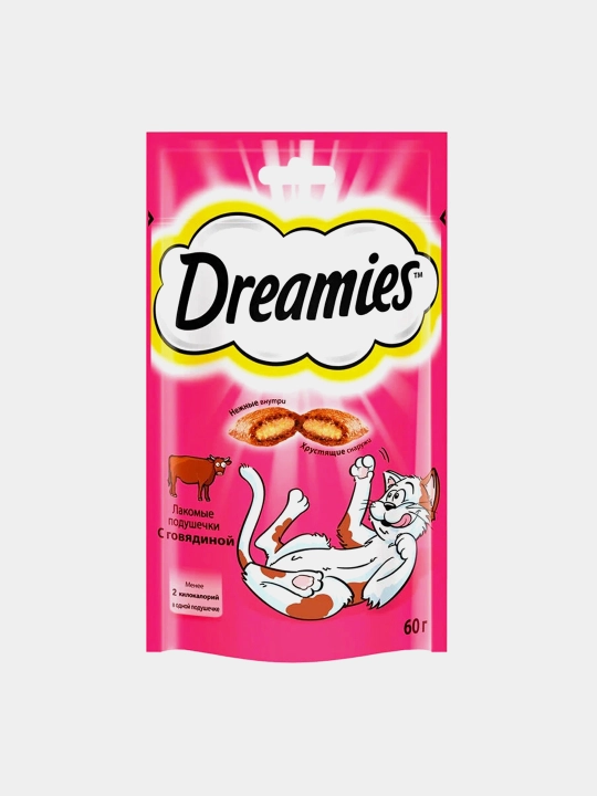 Лакомство для кошек Dreamies подушечки с говядиной 60 г - 