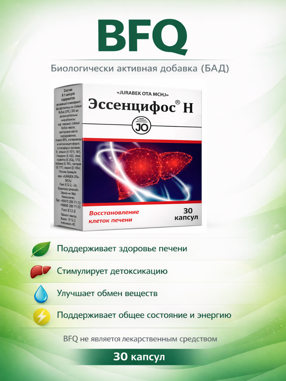 Essensifos – sog‘lom jigar uchun tabiiy yordam, alkogol va yog‘li ovqatdan keyin
