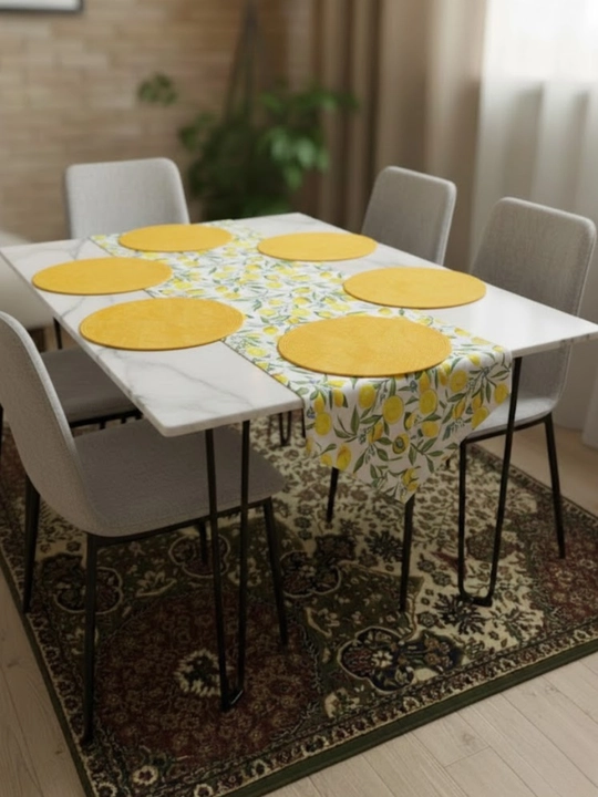Turkiya Duck matodan Ranner 177x40 sm va tarelka uchun 31 smli bezakli va raner, dasturxon - 