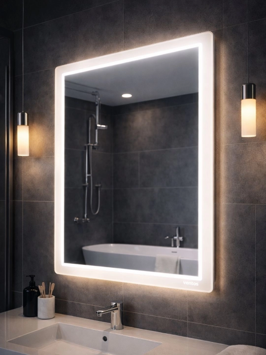 Зеркало для ванной с LED подсветкой современное 80x60 - 