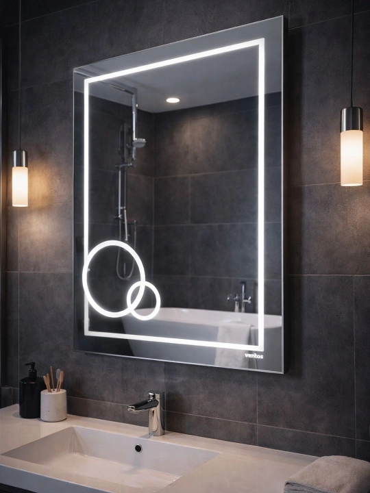 Зеркало для ванной с LED подсветкой современное 80x60