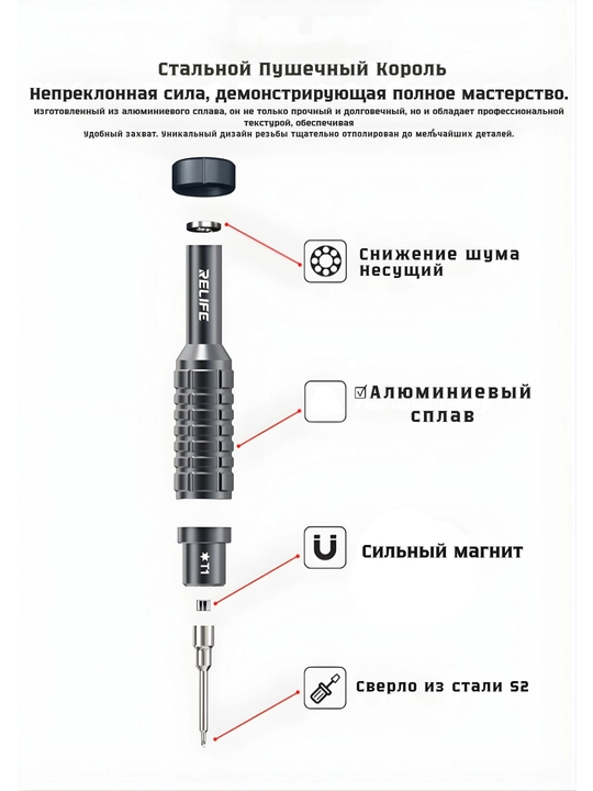 Набор магнитных отвёрток RELIFE RL-730A, 5 в 1, для электроники и телефонов