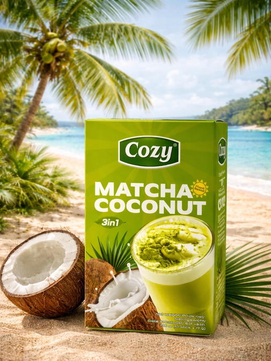 Cozy Matcha Coconut 3in1 — kokos suti bilan matcha ichimligi, tez tayyor, 10ta sachet 180g - 