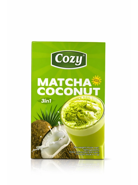 Cozy Matcha Coconut 3in1 — kokos suti bilan matcha ichimligi, tez tayyor, 10ta sachet 180g