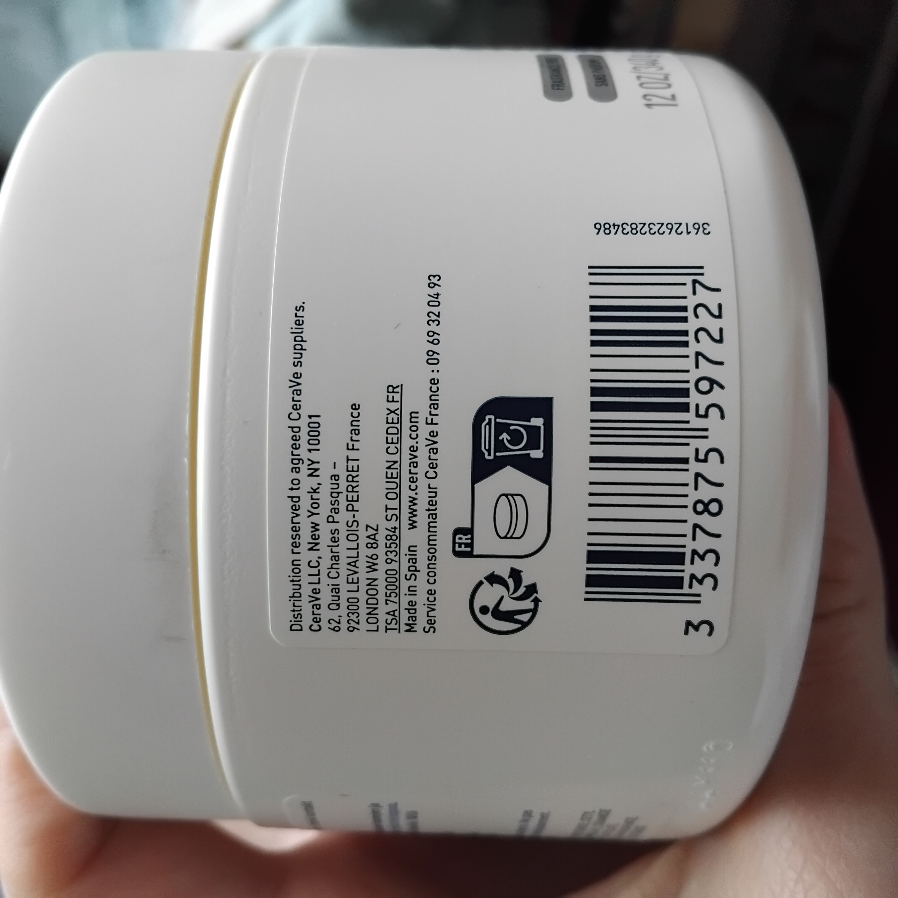 CeraVe Quruq va juda quruq yuz va badan terisi uchun namlantiruvchi krem, 340 g
