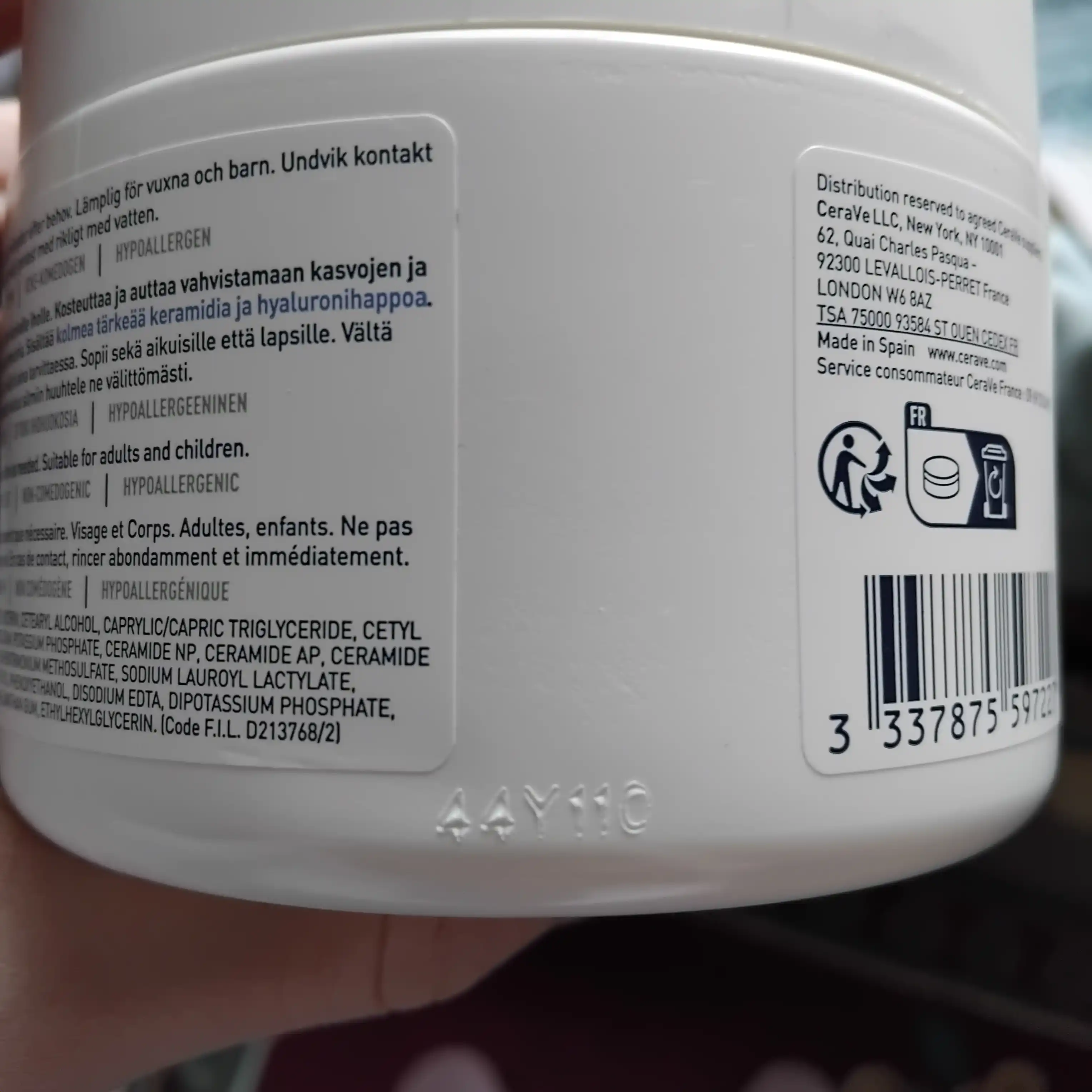 CeraVe Quruq va juda quruq yuz va badan terisi uchun namlantiruvchi krem, 340 g