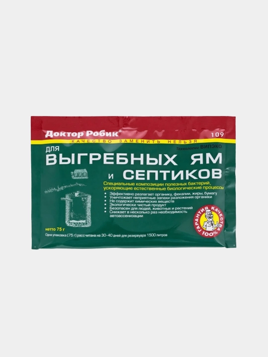 Доктор Робик 109 для септиков, выгребных ям и дачных туалетов, 1/3/6 шт., 75 г