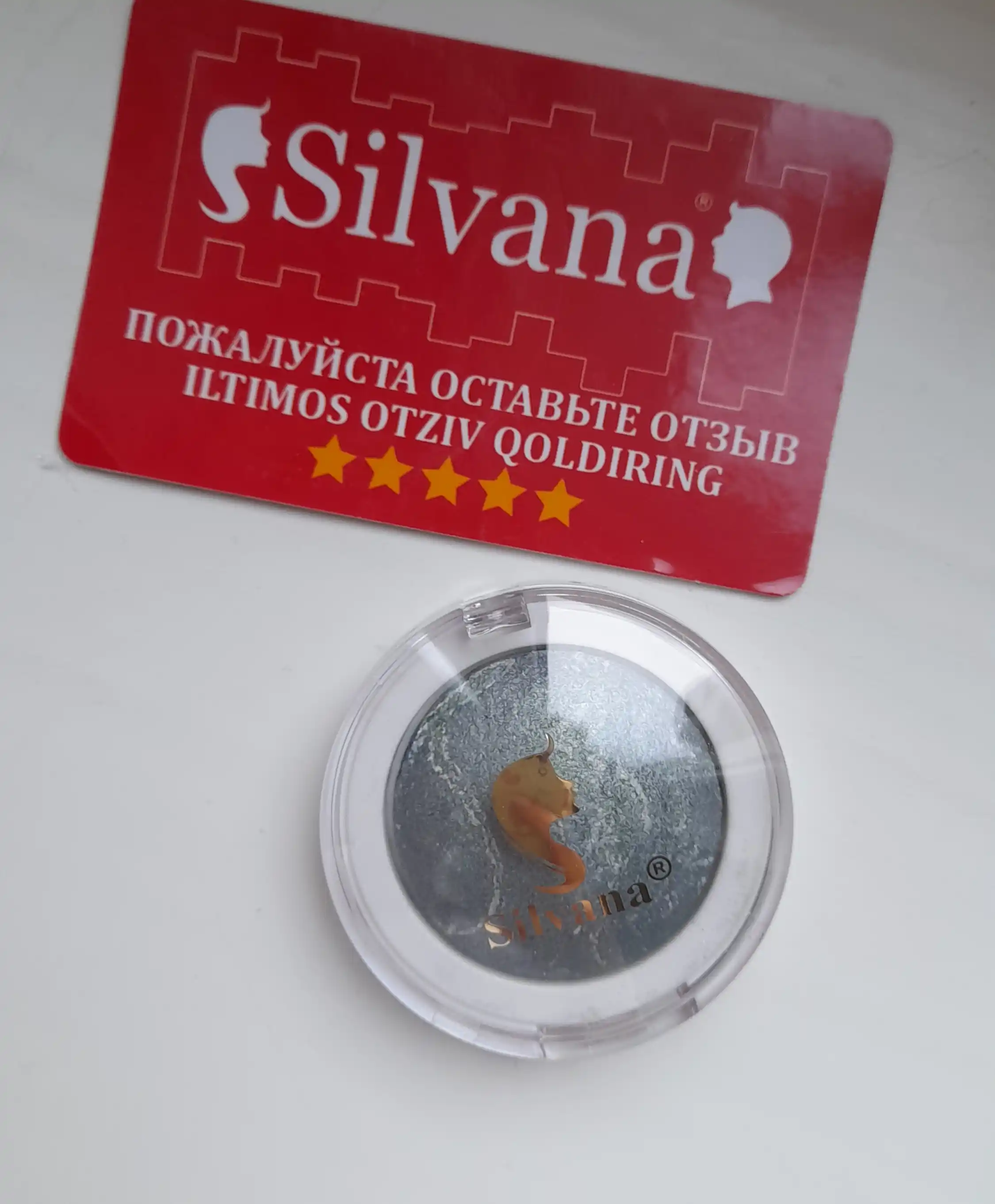 Моно тени для век SILVANA 09, с шиммером блестящие, серо-зеленый меланж