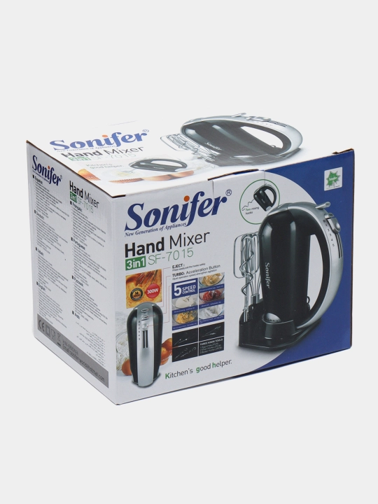 Миксер ручной Sonifer, электрический, с подставкой, турбо режим, 5 скоростей, 500 Вт