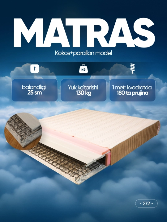Kokos + porolonli prujinali matras