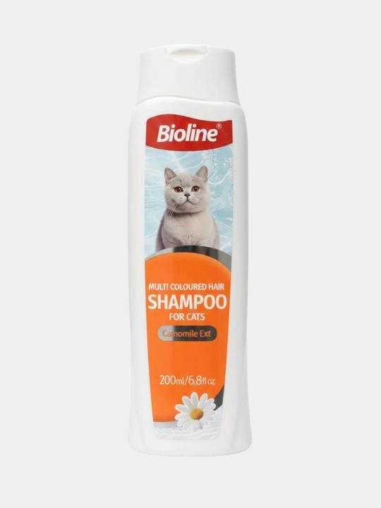 Rangli va turli rangli mushuklar uchun Bioline shampuni, 200 ml, moychechak bilan - 