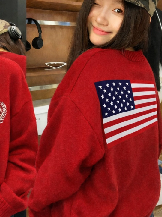 Polo ayollar sviteri, qizlar uchun, ayollar uchun,  amerika bayrogi tushirilgan, USA flag