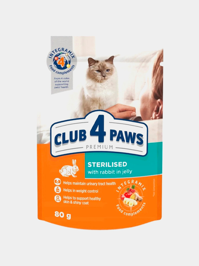 Влажный корм Club 4 Paws для стерилизованных кошек, с кроликом