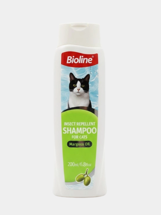 Mushuklar va itlar uchun margoza ekstraktli parazitlarga qarshi shampun, 200 ml, Bioline - 