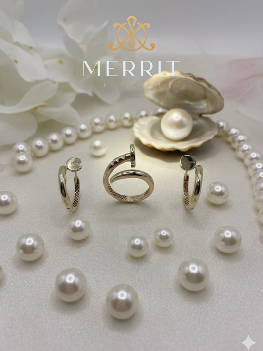 Золотое кольцо и серьги, комплект, MERRIT SET2, золото 585 пробы, MERRIT GOLD