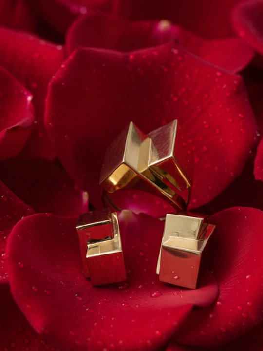 Золотое кольцо и серьги, комплект, MERRIT SET2, золото 585 пробы, MERRIT GOLD