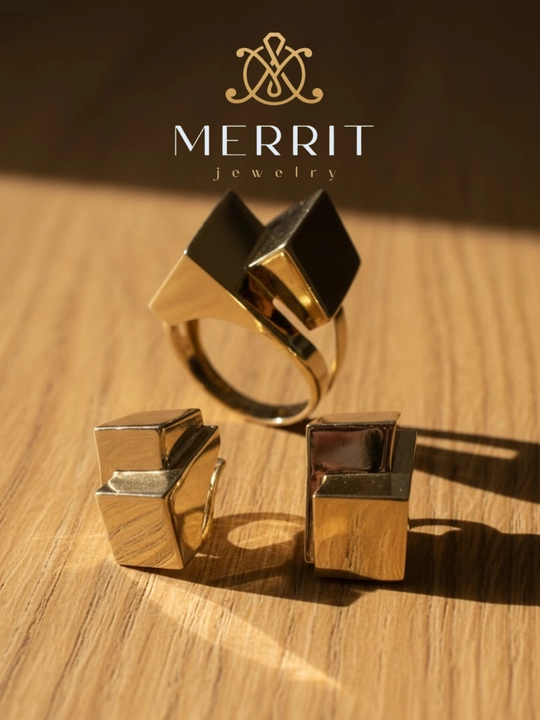 Золотое кольцо и серьги, комплект, MERRIT SET2, золото 585 пробы, MERRIT GOLD