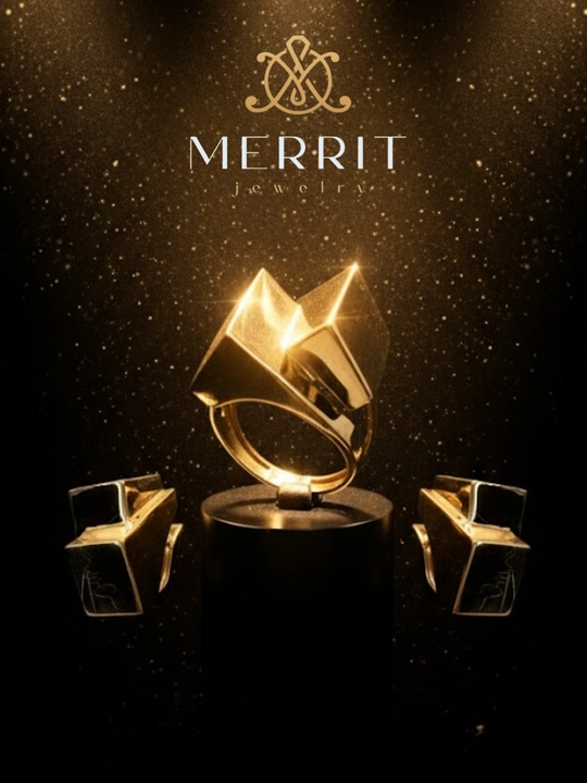 Золотое кольцо и серьги, комплект, MERRIT SET2, золото 585 пробы, MERRIT GOLD