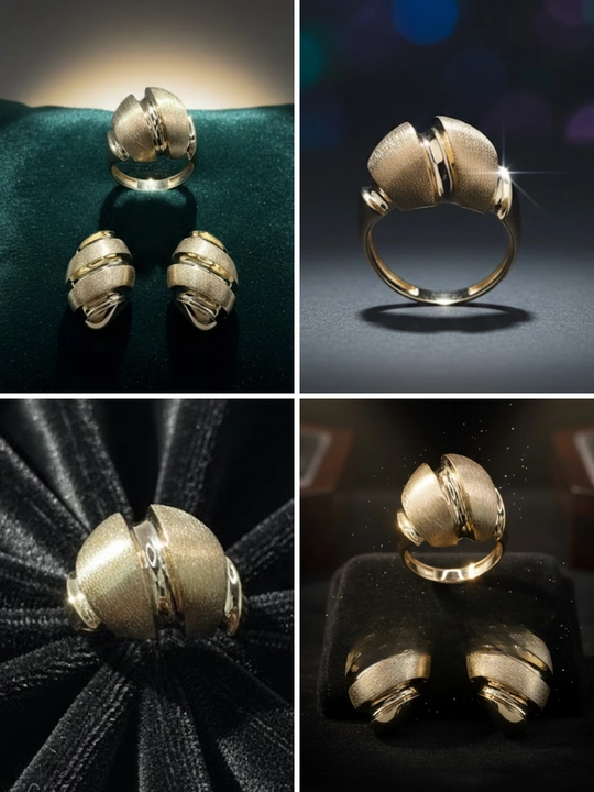 Золотое кольцо и серьги, комплект, MERRIT SET2, золото 585 пробы, MERRIT GOLD