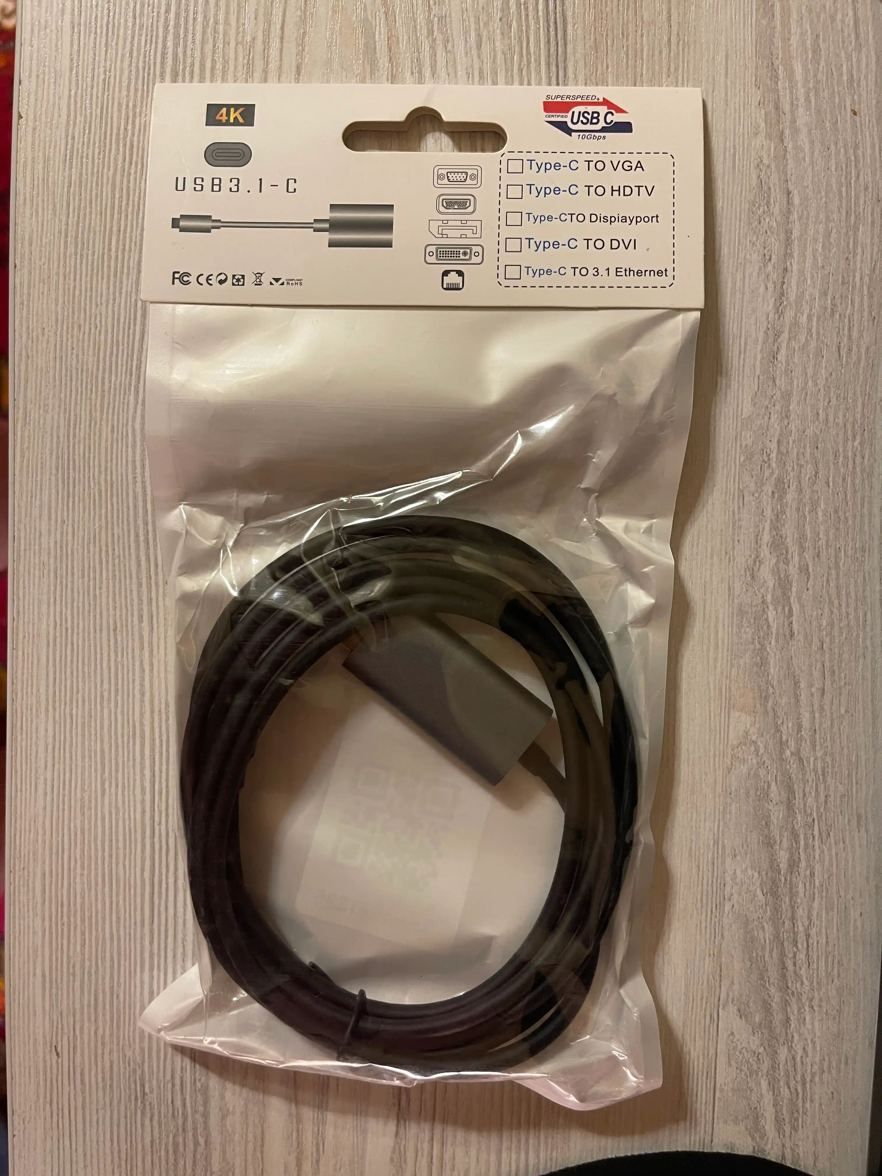 Type-C DisplayPort kabel 4K/2K –video uzatish