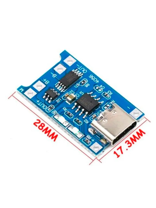 Li-ion AKB uchun zaryadlash moduli, TP4056 4.2V 1A zaryad kontrolleri, himoyali, Type-C