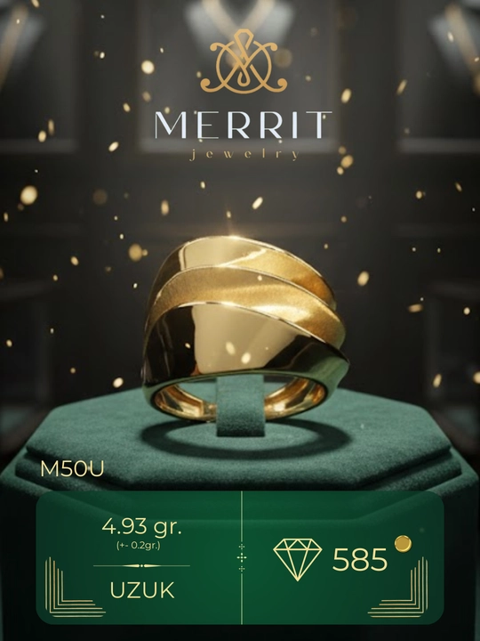 Золотое кольцо, 5.65 г, MERRIT UZUK SET1, золото 585 пробы, MERRIT GOLD