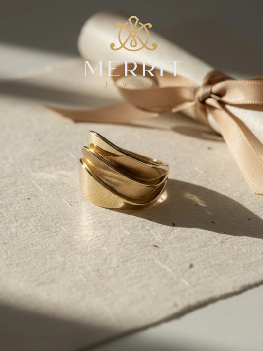 Золотое кольцо, 5.65 г, MERRIT UZUK SET1, золото 585 пробы, MERRIT GOLD