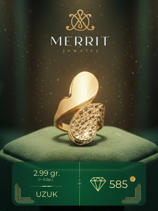 Золотое кольцо, 5.65 г, MERRIT UZUK SET1, золото 585 пробы, MERRIT GOLD - 