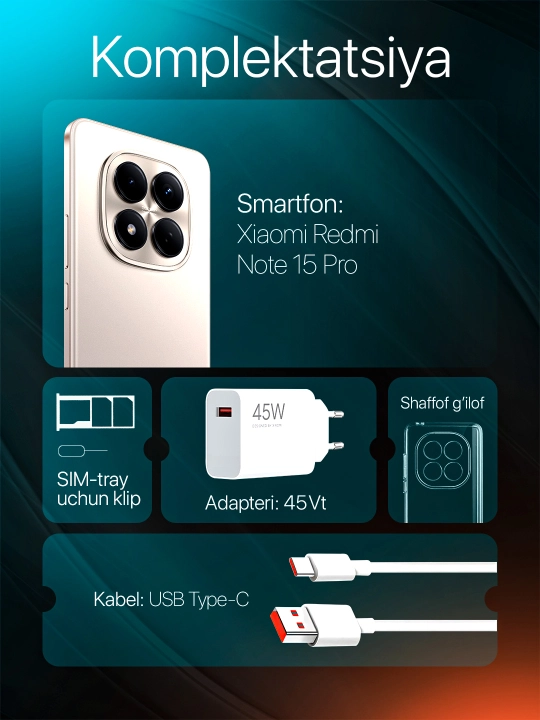 Redmi Note 15 Pro smartfon 120Hz AMOLED, 200MP kamera, 5000 mAh tez zaryad