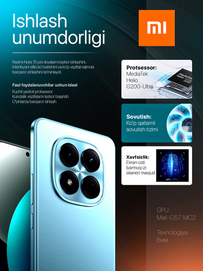 Redmi Note 15 Pro smartfon 120Hz AMOLED, 200MP kamera, 5000 mAh tez zaryad