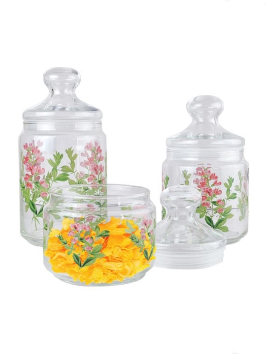 Sochiluvchan moddalarni saqlash uchun Luminarc shisha bankalar to‘plami,500ml/750ml/1000ml