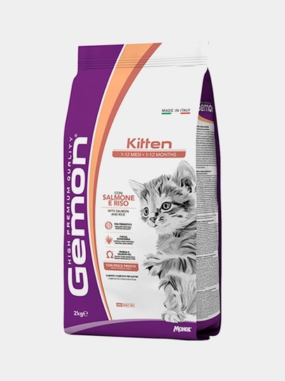 Сухой корм для котят Gemon Cat Kitten, лосось с рисом (цена за 1 кг)