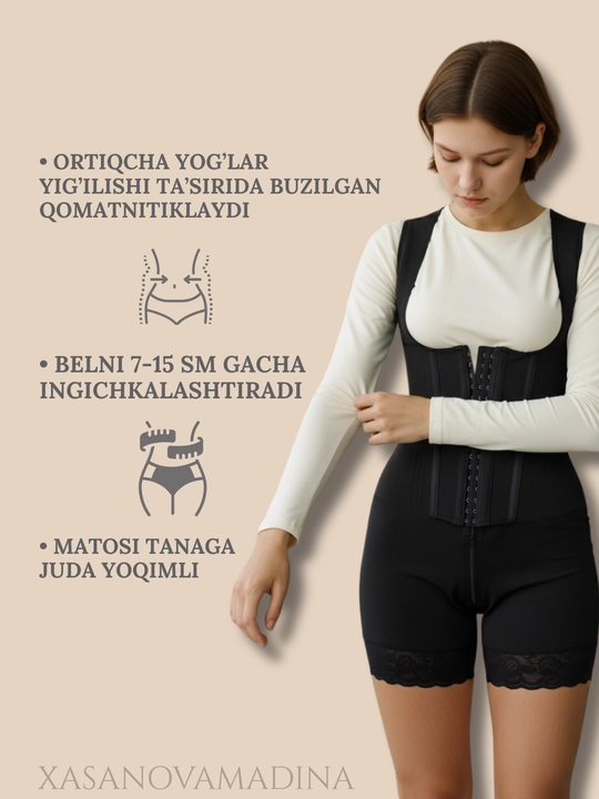 Bodykorset bodi ozdiruvchi, qomatni to'g'irlash uchun bodi korset