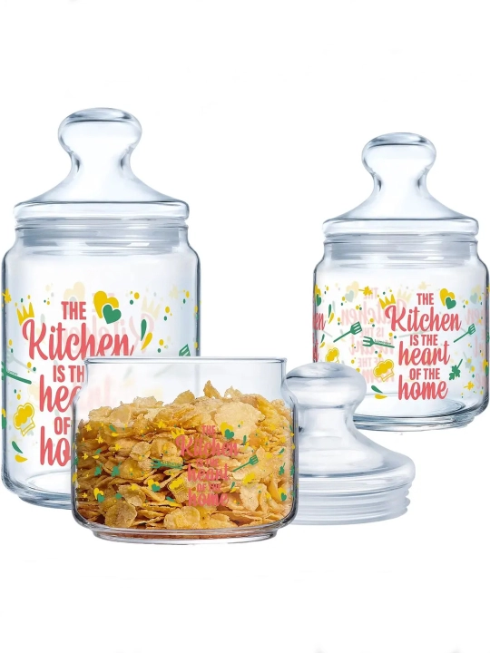 Sochiluvchan moddalarni saqlash uchun Luminarc shisha bankalar to‘plami,500ml/750ml/1000ml