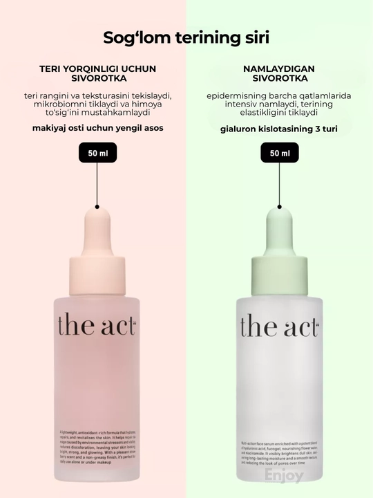 Сыворотка для кожи лица The Act, увлажняющая, очищающая, для сияния, подарочный набор