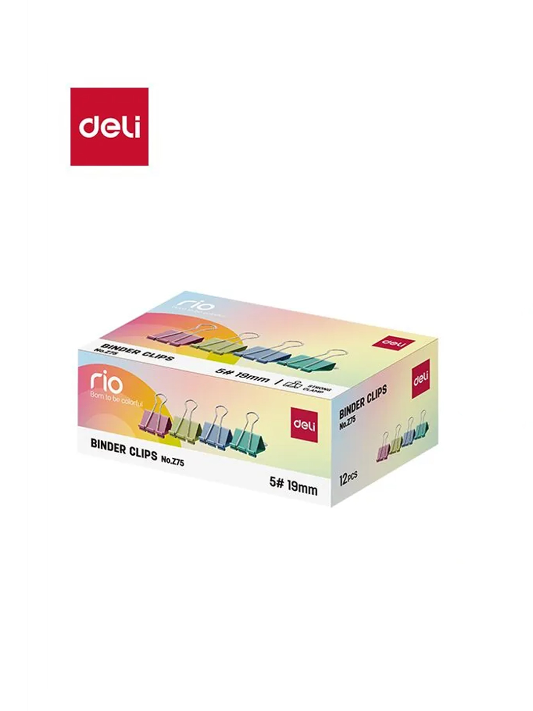 Deli EZ75 rangli qog'oz qisqichi, 19 mm, 12 dona - 
