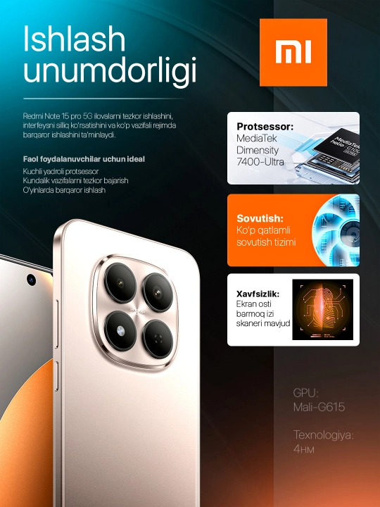 Smartfon Xiaomi Redmi Note 15 Pro 5G, 200 MP, 6.83″ 1.5K, 6580 mAh