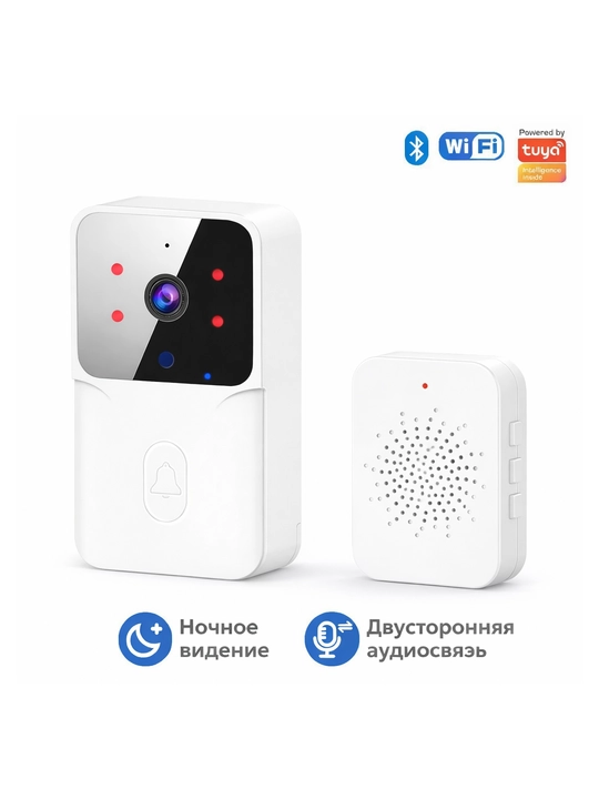 Kamera bilan Wi-Fi video eshik qo‘ng‘irog‘i Tuya Smart/Kement, tungi ko‘rish, ikki tomonlama aloqa