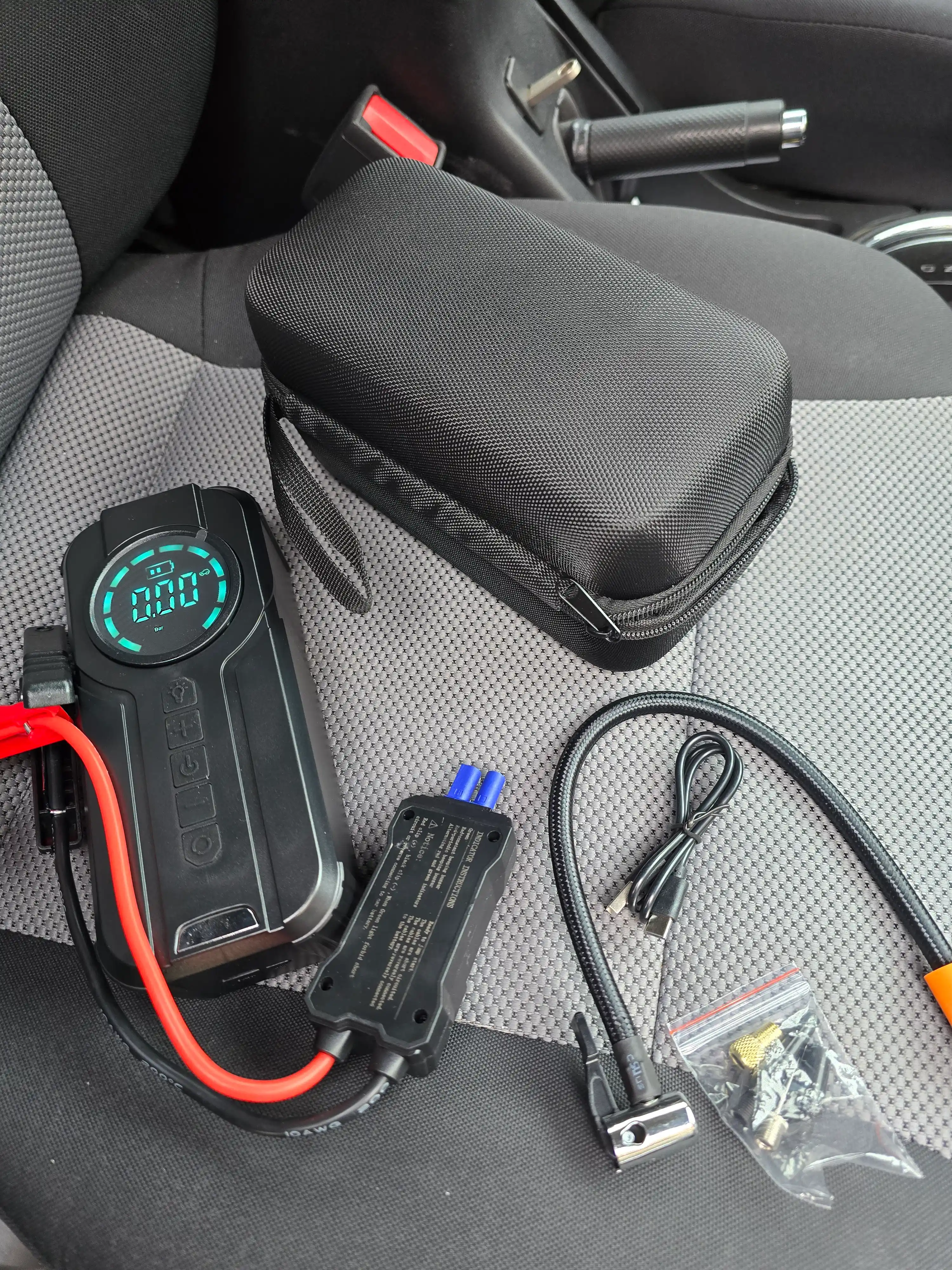 Avtomobilni ishga tushirish va quvvatlash moslamasi, Starter 10000 mAh + kompressor, nasos