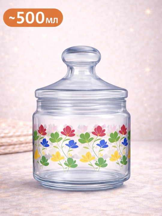 Sochiluvchan moddalarni saqlash uchun Luminarc shisha bankalar to‘plami,500ml/750ml/1000ml