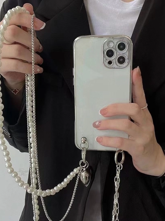 Bo‘yin, bel va telefon uchun ayollar zanjir aksessuari, kumush rangli bezakli zanjir tasmasi
