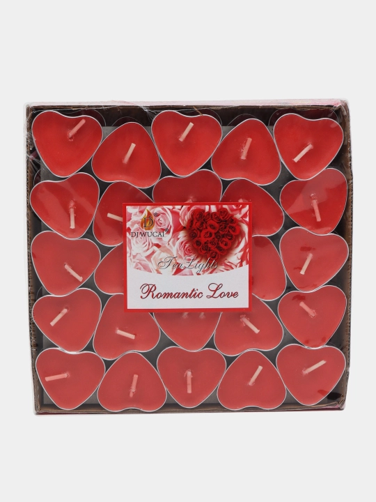 Декоративные ароматические чайные свечи Tea Lights, в форме сердца и круга, 50 шт - 