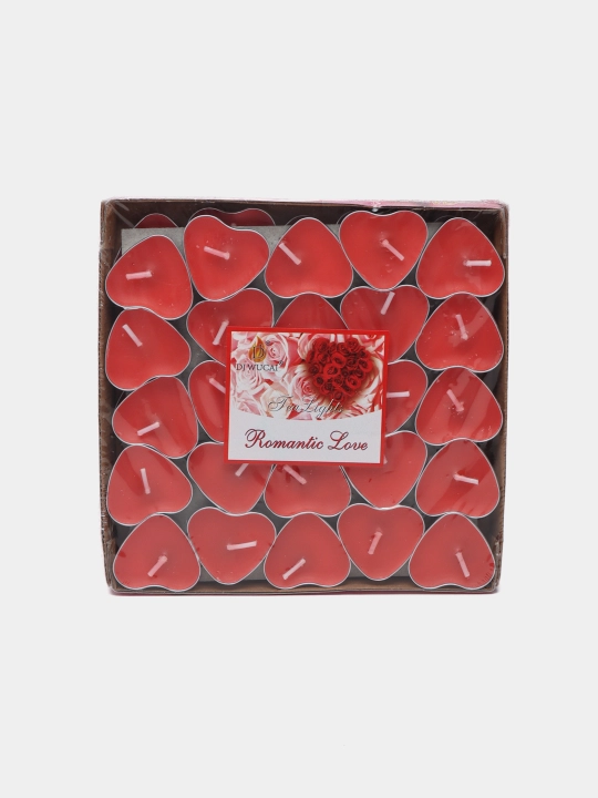 Dekorativ xushbo'y choy shamlari Tea Lights, yurak va dumaloq shaklidagi, 50 dona