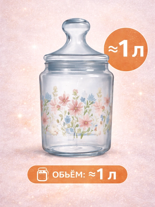 Sochiluvchan moddalarni saqlash uchun Luminarc shisha bankalar to‘plami,500ml/750ml/1000ml