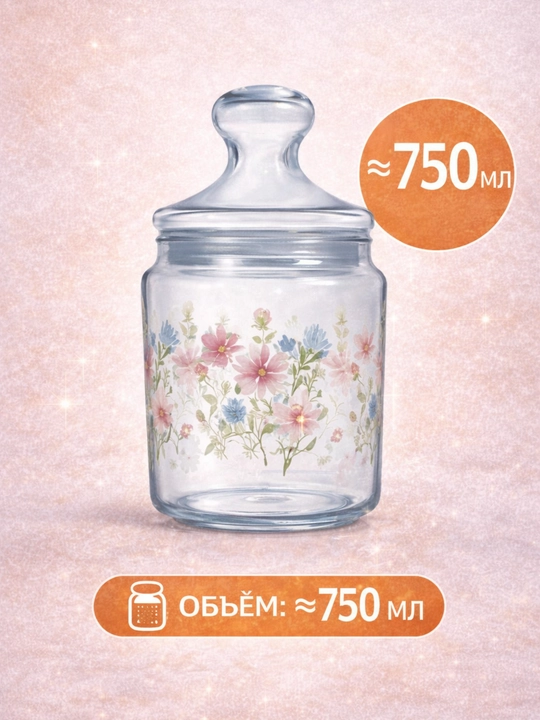 Sochiluvchan moddalarni saqlash uchun Luminarc shisha bankalar to‘plami,500ml/750ml/1000ml