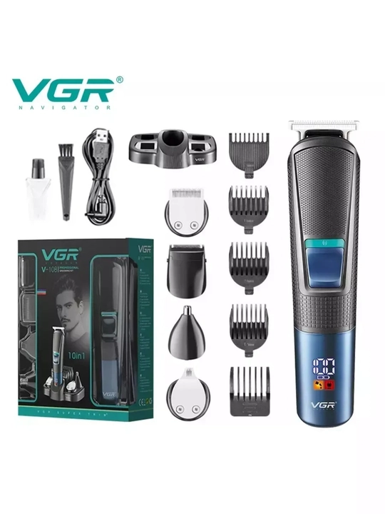 Триммер VGR V-108, 10 в 1, профессиональный, для волос и бороды, LED
