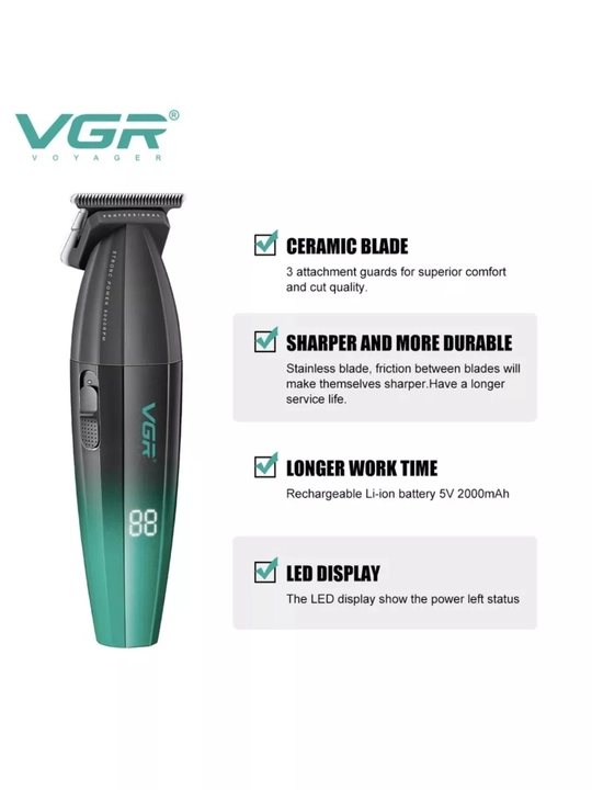 Триммер VGR V-906 профессиональный, LED, 2000mAh, turbo, для волос и бороды