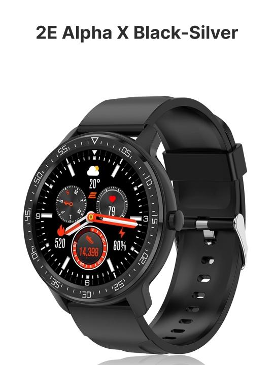 Смарт-часы Smart Watch 2E Alpha X 46 mm, Bluetooth 5.0, 280 мАч, IP68, шагомер, пульсометр