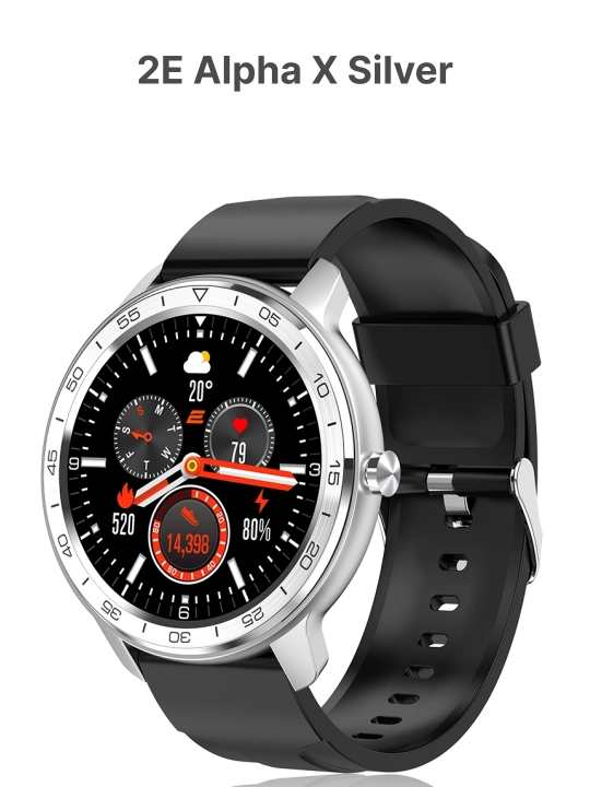 Смарт-часы Smart Watch 2E Alpha X 46 mm, Bluetooth 5.0, 280 мАч, IP68, шагомер, пульсометр