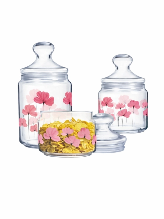 Sochiluvchan moddalarni saqlash uchun Luminarc shisha bankalar to‘plami,500ml/750ml/1000ml